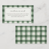 Carte d'encart à carreaux vert Buffalo (Devant / Derrière)