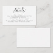 Carte d'encart de détails d'invitation de mariage (Devant / Derrière)