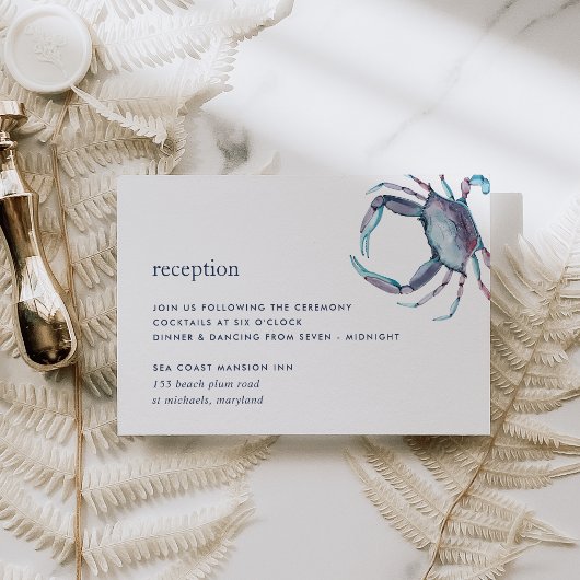 Carte d'encart de réception Crabe Bleu