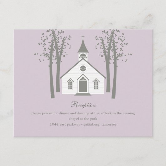 Carte d'encart de réception de mariage à la chapel (Devant)