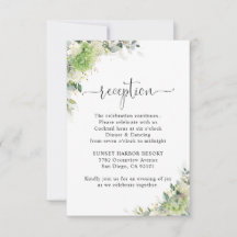 Carte d'encart de réception de mariage aux hortens