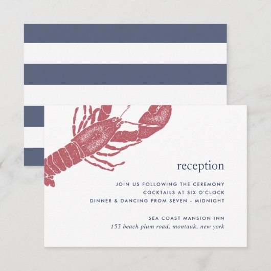 Carte d'encart de réception de mariage Harborside (Devant / Derrière)
