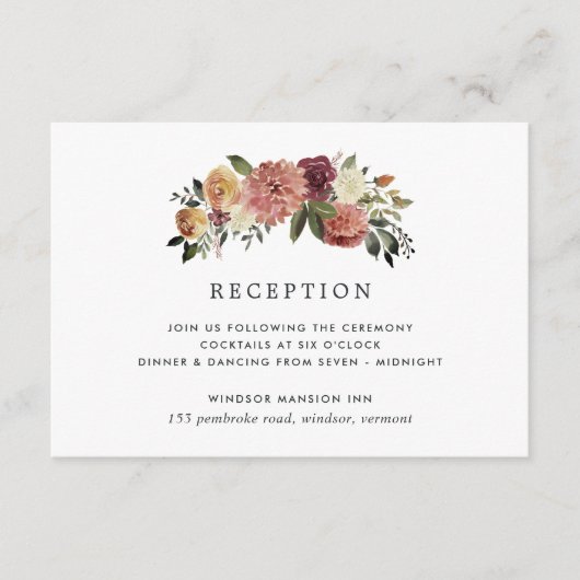 Carte d'encart de réception Rustic Bloom (Devant)