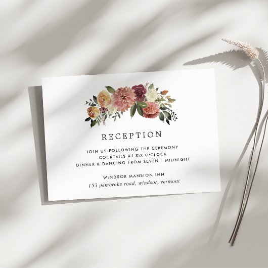 Carte d'encart de réception Rustic Bloom