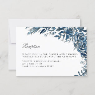 Carte d'enceinte de réception de mariage Indigo fl