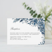 Carte d'enceinte de réception de mariage Indigo fl (Debout devant)