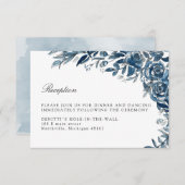 Carte d'enceinte de réception de mariage Indigo fl (Devant / Derrière)