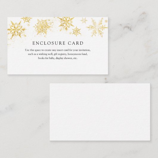 Carte d'enceinte Gold Snowflake d'hiver (Devant / Derrière)