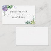 Carte d'Enclosure de Succulentes à l'Aquarelle (Devant / Derrière)