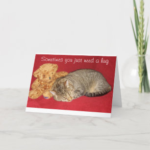 Carte d'encouragement avec chat et ours en peluche
