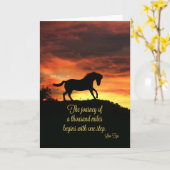 Carte d'encouragement Cheval avec Célèbre Dire (Fleur jaune)