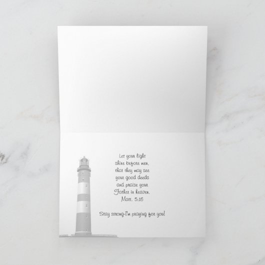 Carte d'encouragement chrétienne Sunset Lighthouse (Intérieur)