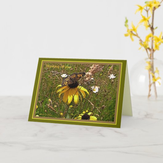 Carte d'encouragement/perte avec devis (Fleur jaune)