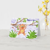 Carte d'encouragement pour singe de la jungle (Fleur jaune)