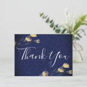 Carte Denim décontracté et Fleurs sauvages Merci Mariage (Debout devant)