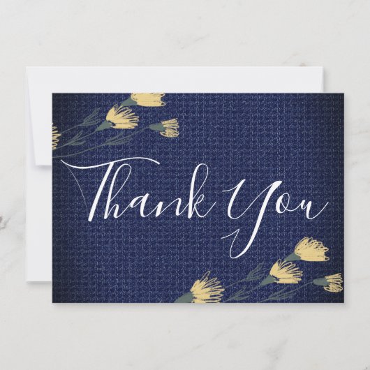 Carte Denim décontracté et Fleurs sauvages Merci Mariage (Devant)