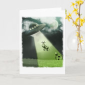 Carte d'enlèvement de vache UFO comique (Fleur jaune)