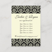 Carte d'enregistrement cadeau mariage Damask Black (Dos)
