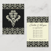 Carte d'enregistrement cadeau mariage Damask Black (Devant / Derrière)