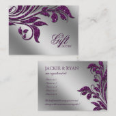 Carte d'enregistrement cadeau mariage pourpre mous (Devant / Derrière)