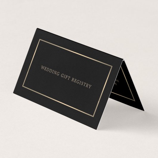 Carte d'enregistrement cadeau moderne Black & Gold (Devant)