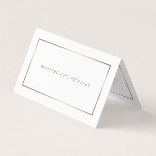 Carte d'enregistrement cadeau moderne White & Gold (Devant)