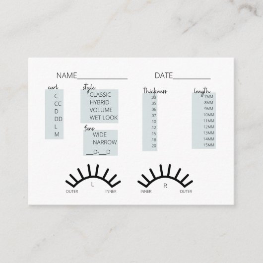 Carte d'enregistrement client Lash (Devant)