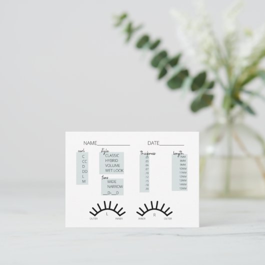 Carte d'enregistrement client Lash (Debout devant)