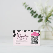 Carte d'enregistrement de code QR rose rodéo Derni (Debout devant)