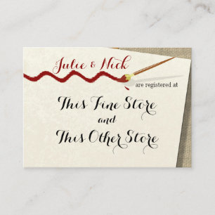 Carte d'enregistrement de la mariée de la partie d