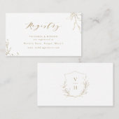 Carte d'enregistrement de la mariée monogramme de  (Devant / Derrière)