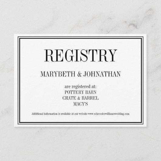 Carte d'enregistrement de mariage simple et élégan (Devant)