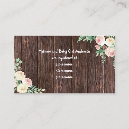 Carte d'enregistrement du baby shower Floral Rusti (Devant)