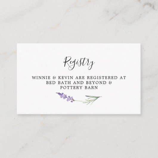 Carte d'enregistrement du Mariage floral Lavender (Devant)