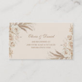 Carte d'enregistrement Fleur séchée beige et Roses (Devant)