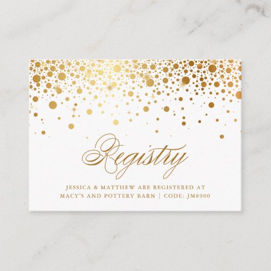 Carte d'enregistrement Mariage Faux Gold Foil Conf (Devant)