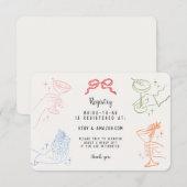 Carte d'enregistrement Retro Cocktail Party Coloré (Devant / Derrière)