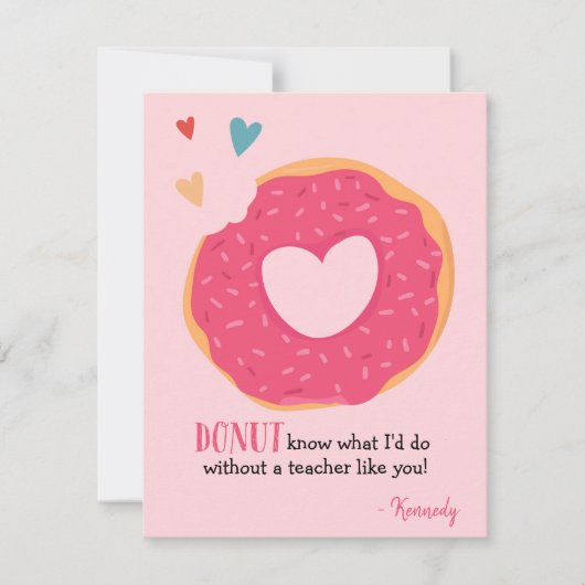 Carte d'enseignant de Saint Valentin Donut (Devant)