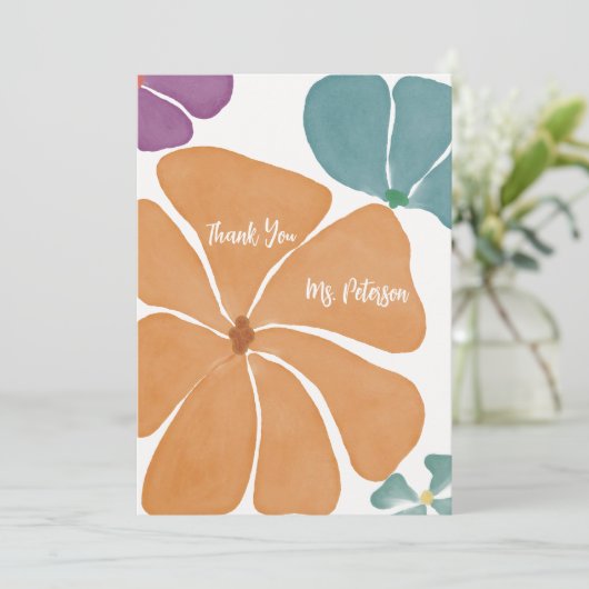 Carte d'enseignant moderne Merci aquarelle (Debout devant)