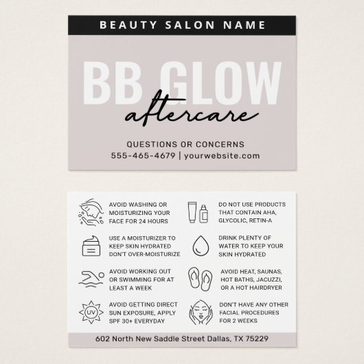 Carte d'enseignement post-traitement ivoire BB (Devant & derrière)