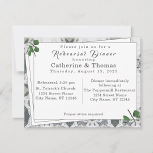 Carte Dentelle blanche et dîner de répétition des Feuill