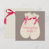 Carte Dentelle élégante mitaine d'hiver ruban dentelle c (Devant / Derrière)