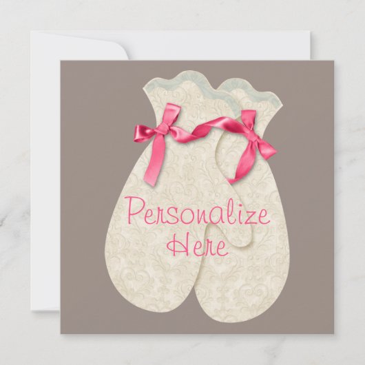 Carte Dentelle élégante mitaine d'hiver ruban dentelle c (Devant)