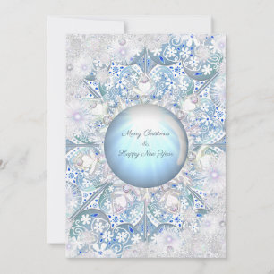 Carte Dentelle en céramique bleu clair & flocon de neige