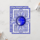 Carte Dentelle en céramique Bleu de Grèce (Devant/Arrière en situation)