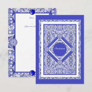 Carte Dentelle en céramique Bleu de Grèce