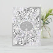 Carte Dentelle en céramique grise et flocon de neige (Debout devant)