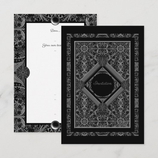 Carte Dentelle en céramique Noir (Devant / Derrière)