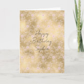 Carte Dentelle Fleurie Rose Or (Devant)