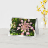 Carte Dentelle rose de la Reine Anne avec feuillage vert (Fleur jaune)